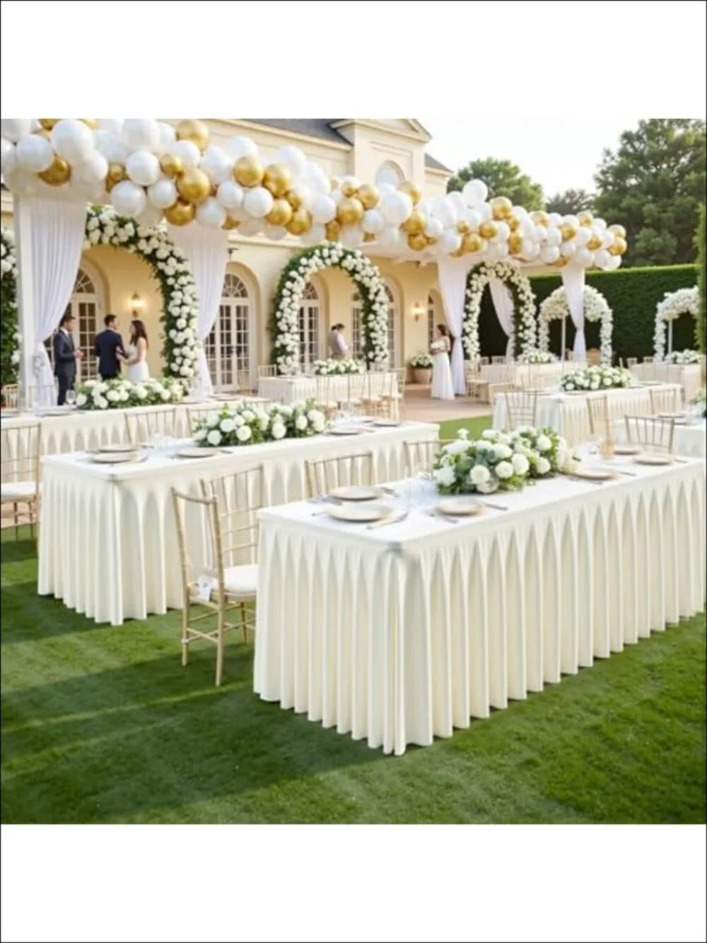 2 Pack Ivory Rectangle Tablecloth 6 FT Stretch Spandex Fitted Table Cloth for 6